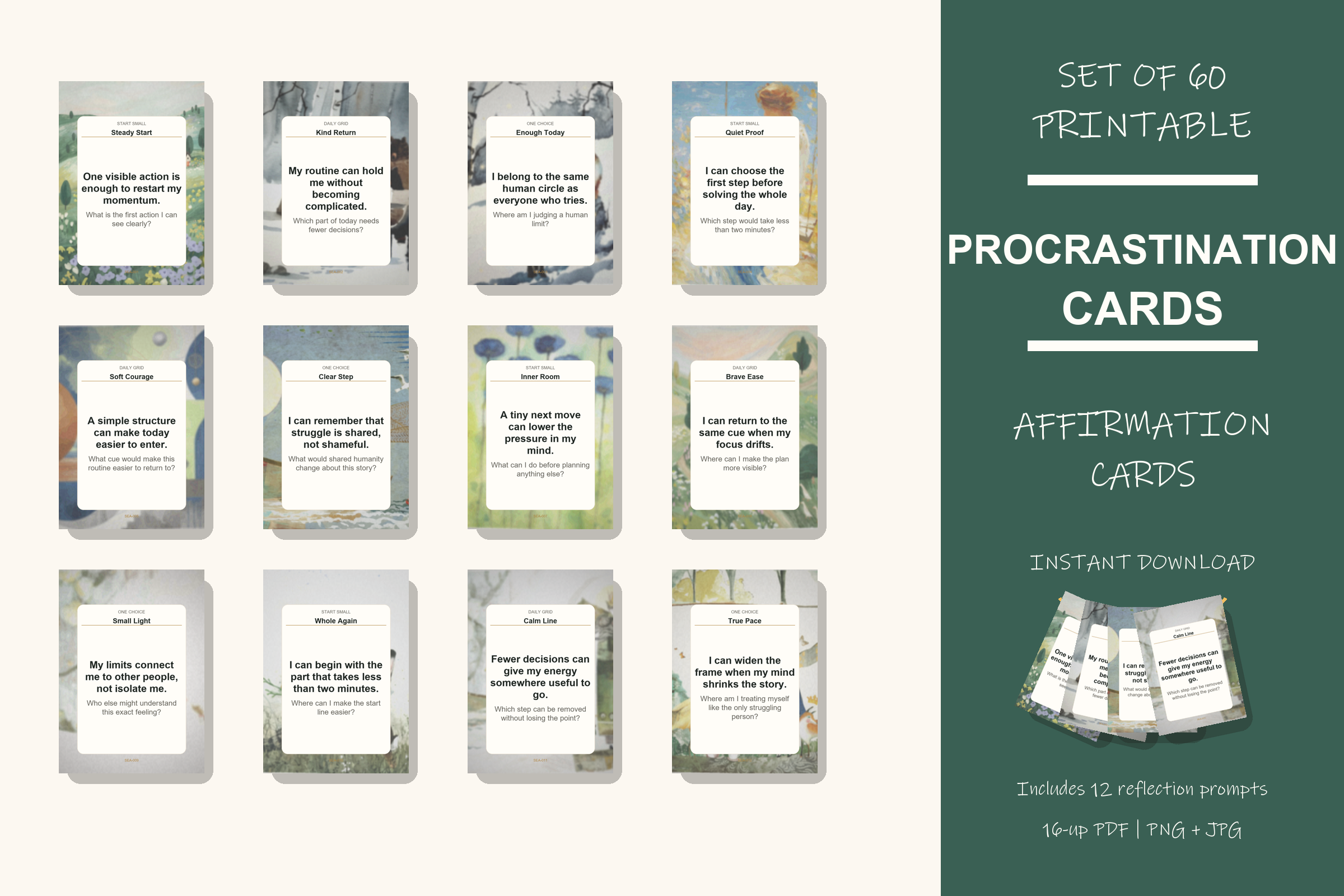 Printable Procrastination Cards preview