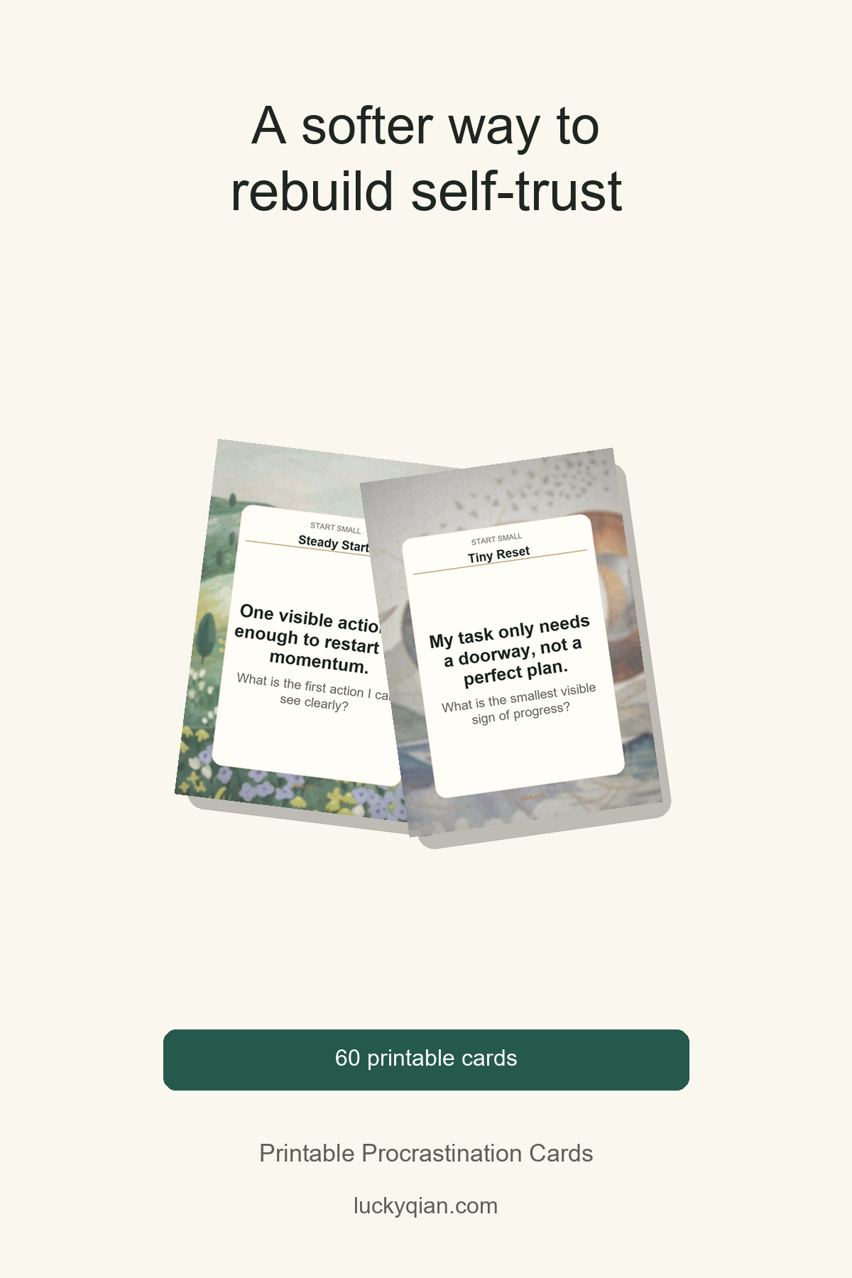 Printable Procrastination Cards pin preview
