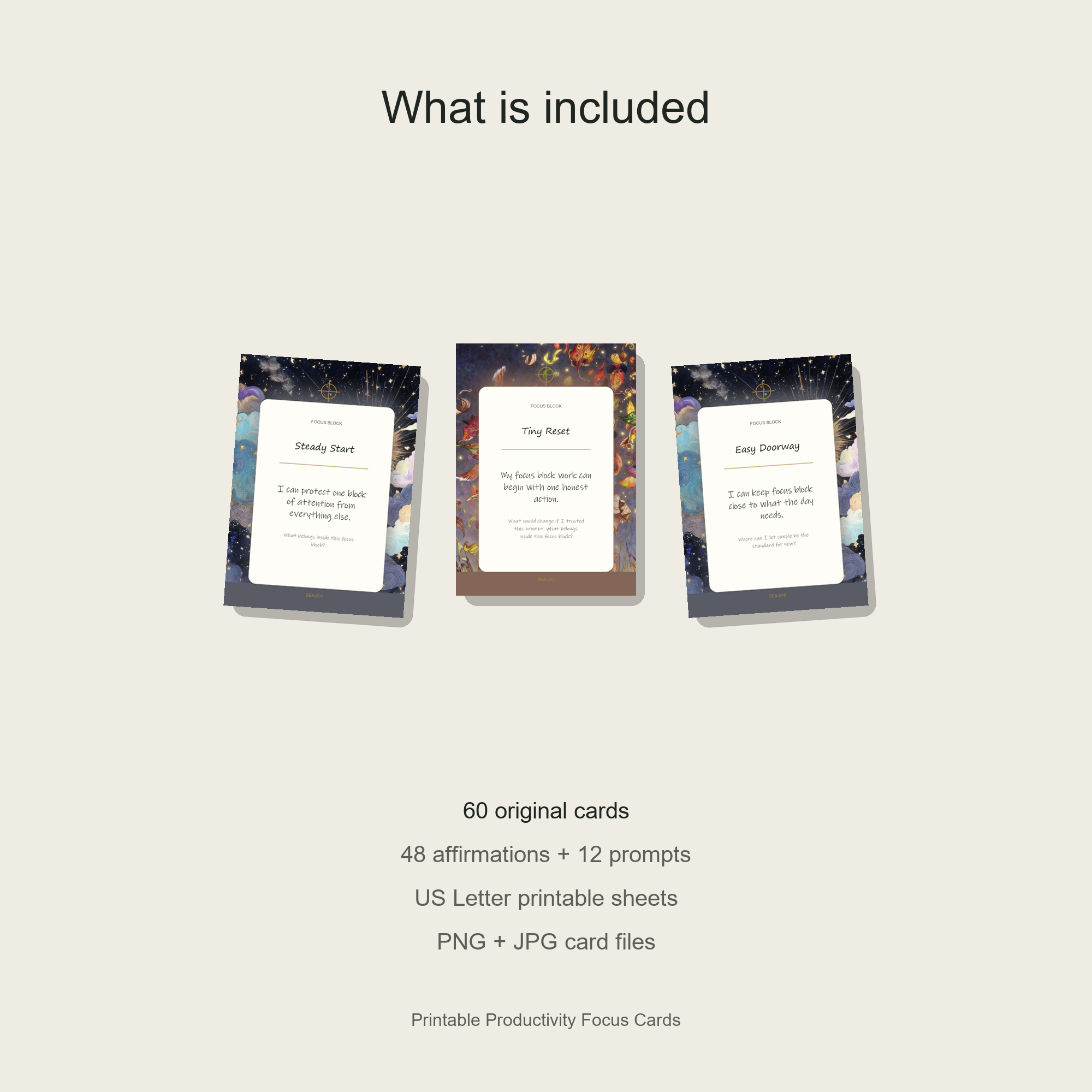 Printable Productivity Focus Cards gallery preview