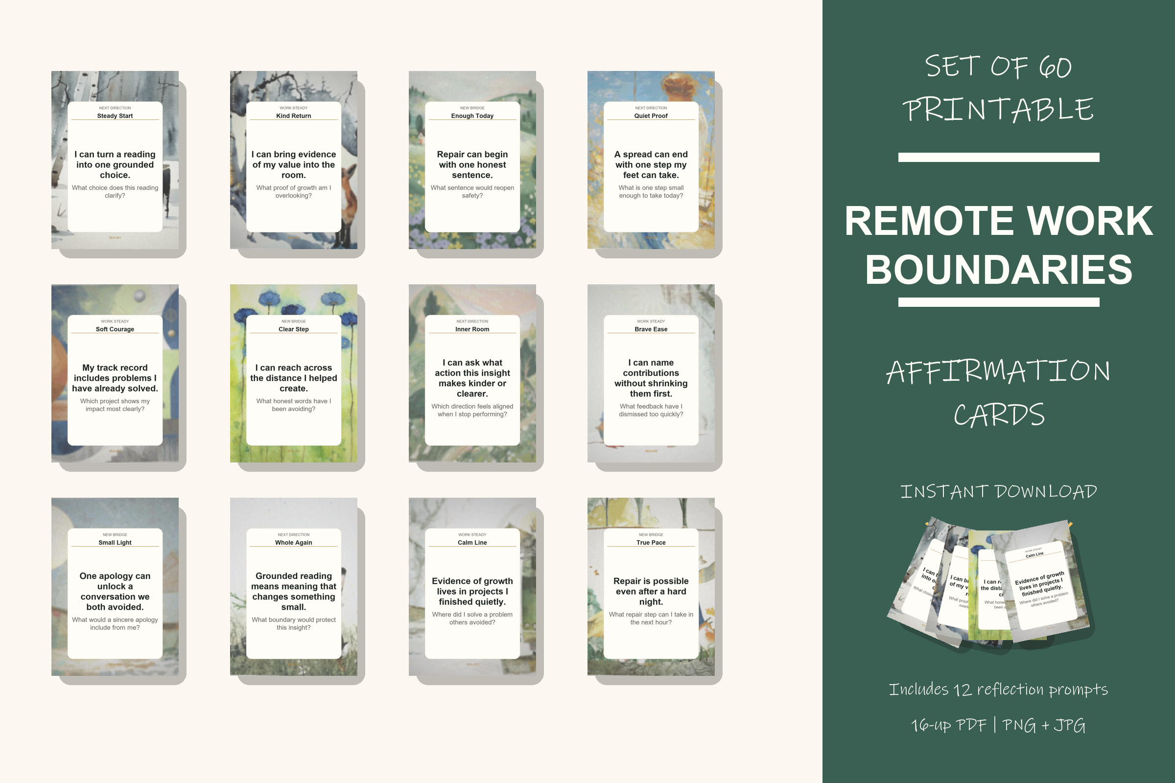 Printable Remote Work Boundaries Cards preview