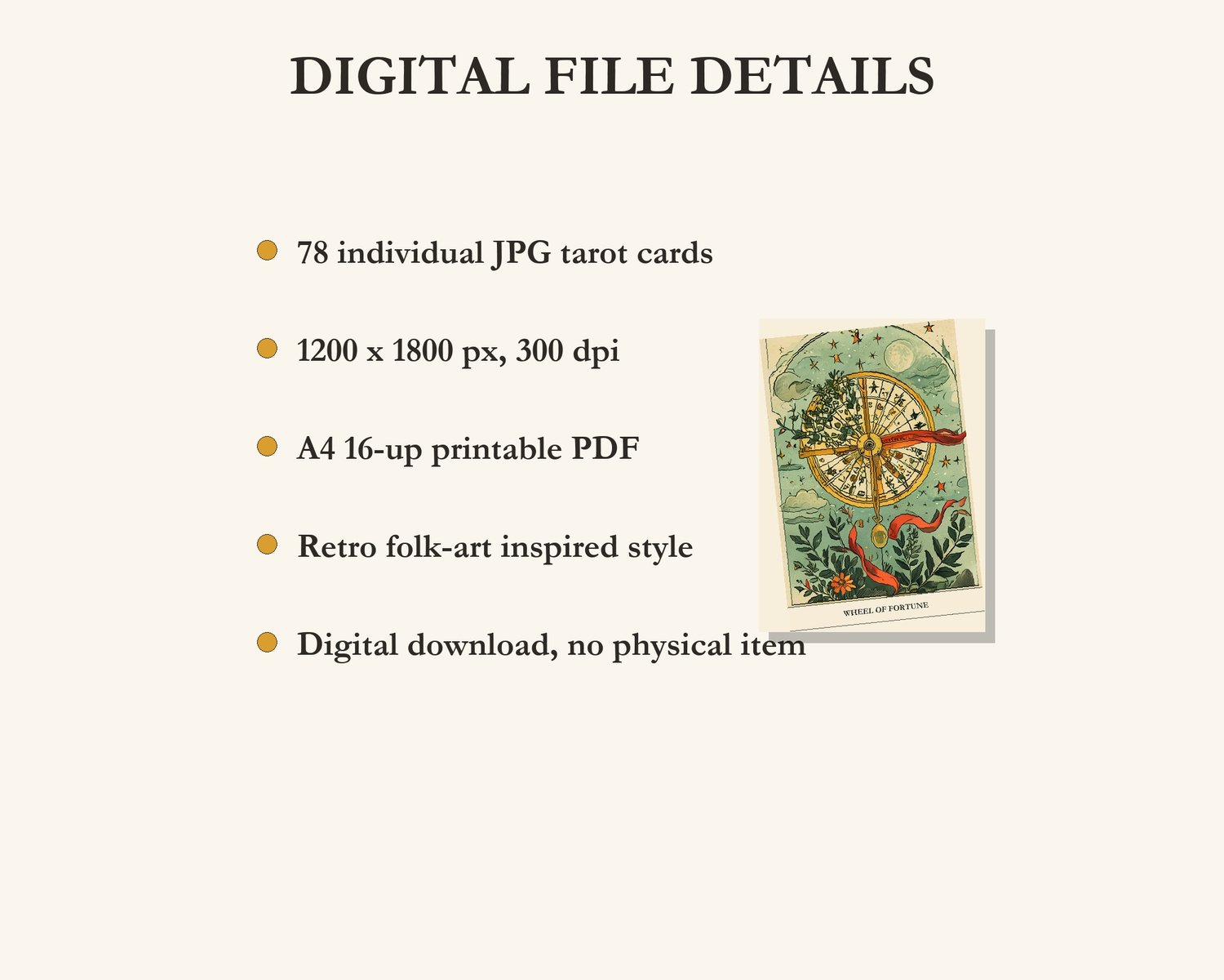 Retro Folk Tarot Cards - 78 Printable Tarot Card preview