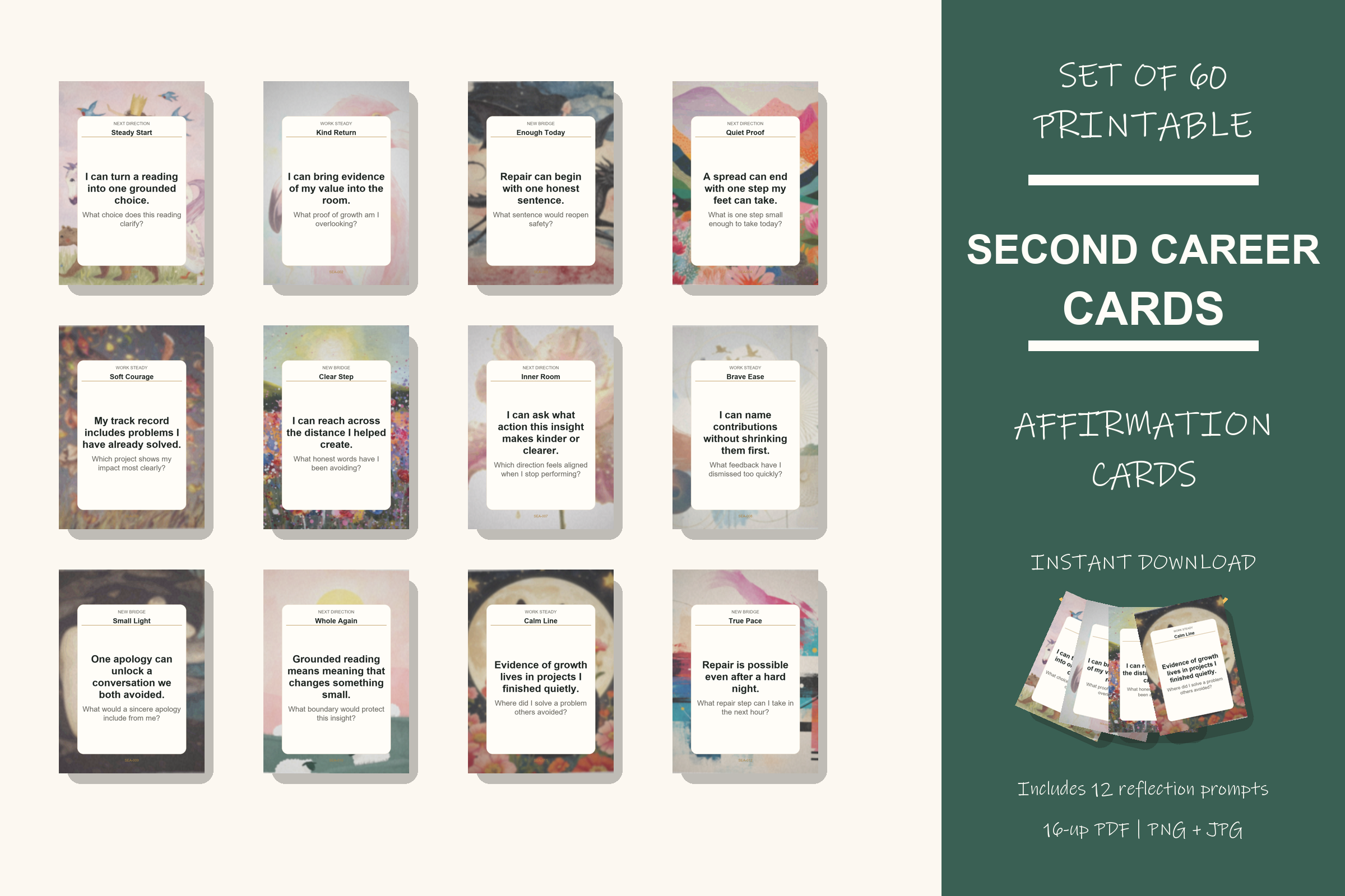 Printable Second Career Cards preview