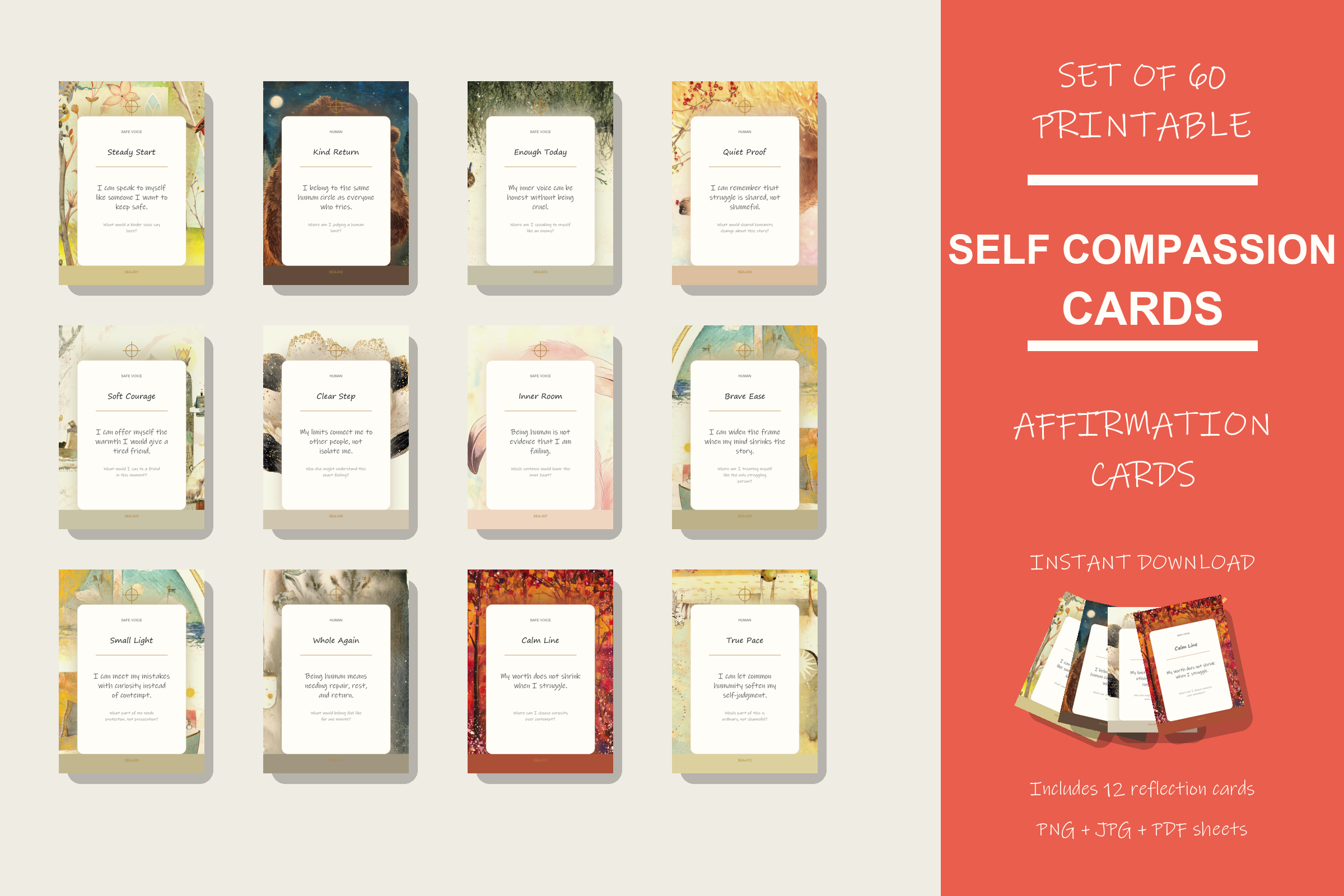 Printable Self Compassion Cards preview