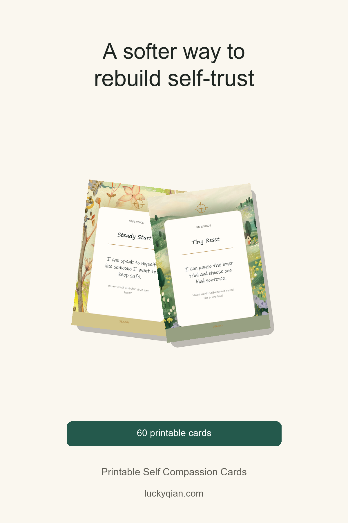 Printable Self Compassion Cards pin preview
