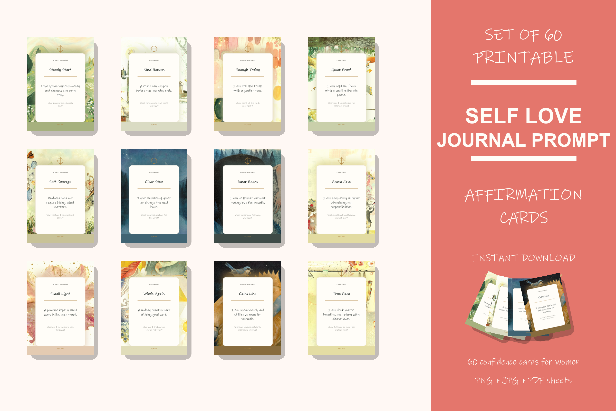 Printable Self Love Journal Prompt Cards preview