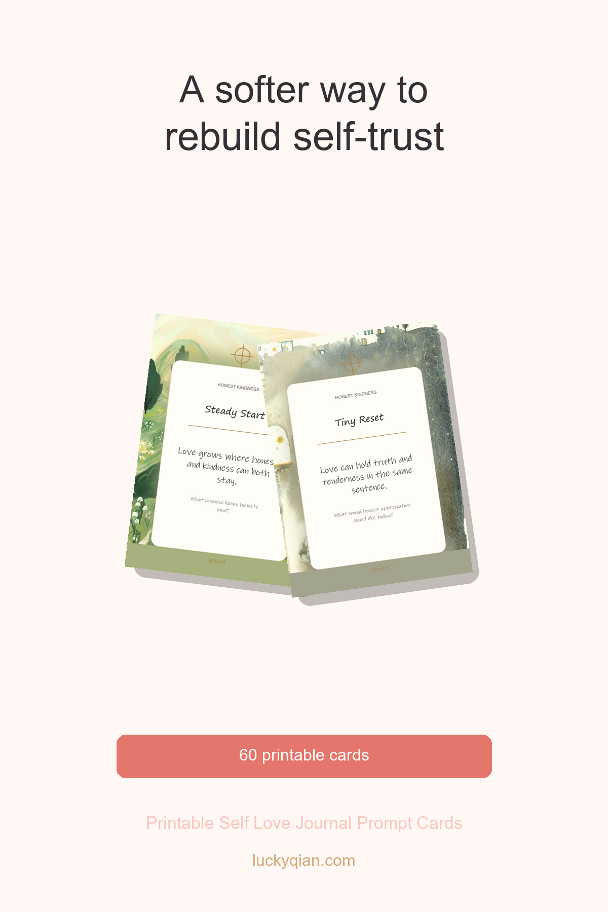 Printable Self Love Journal Prompt Cards pin preview