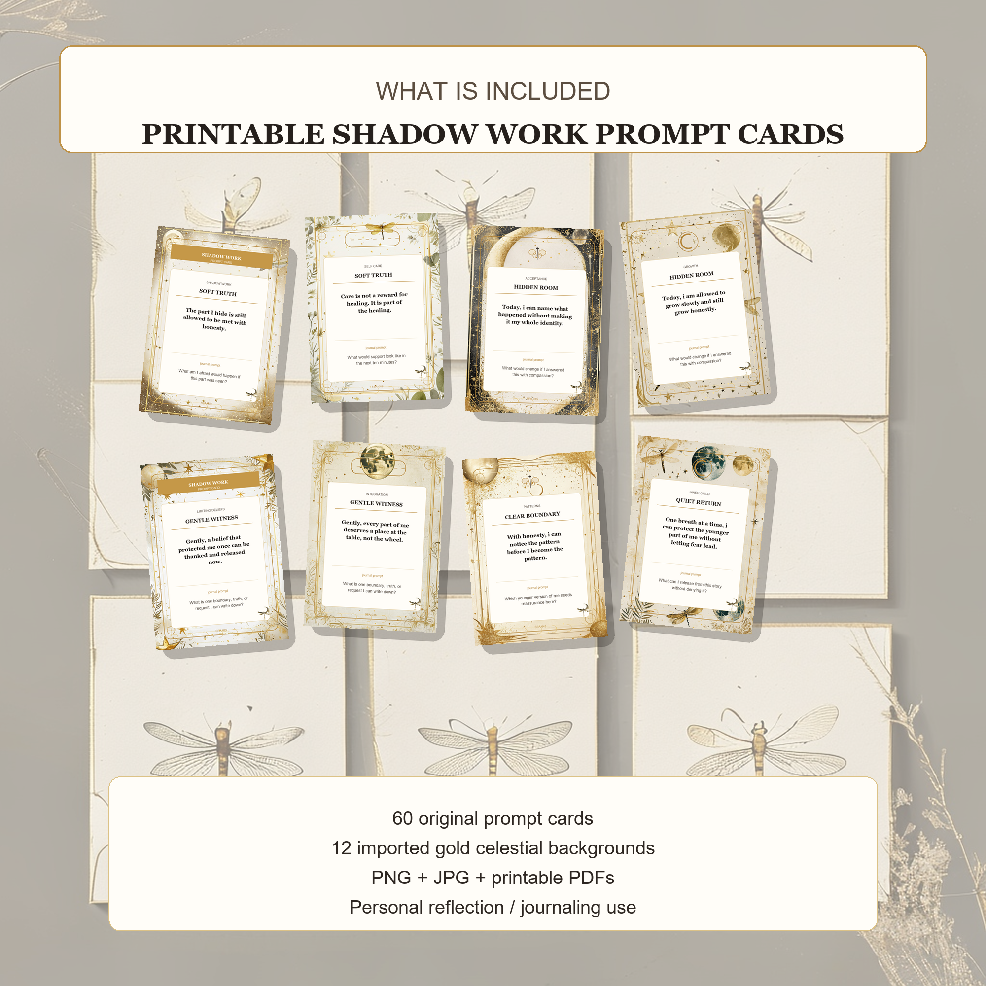 Shadow Work Prompt Cards printable deck preview