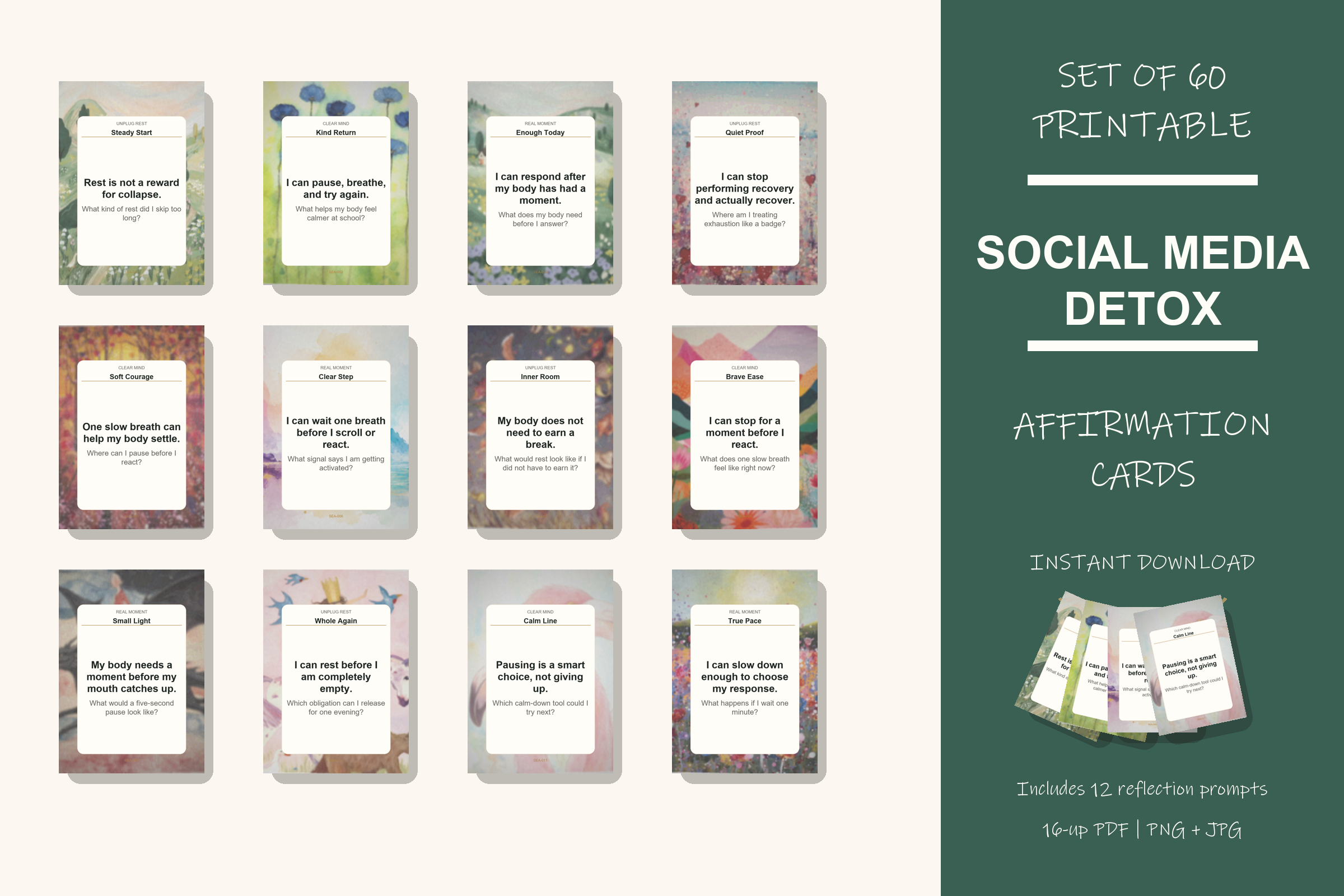 Printable Social Media Detox Cards preview