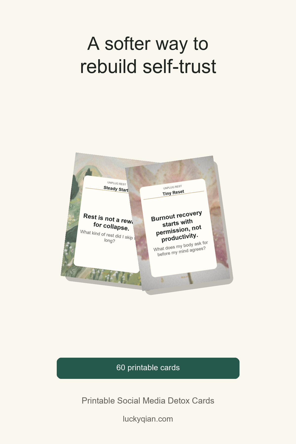 Printable Social Media Detox Cards pin preview