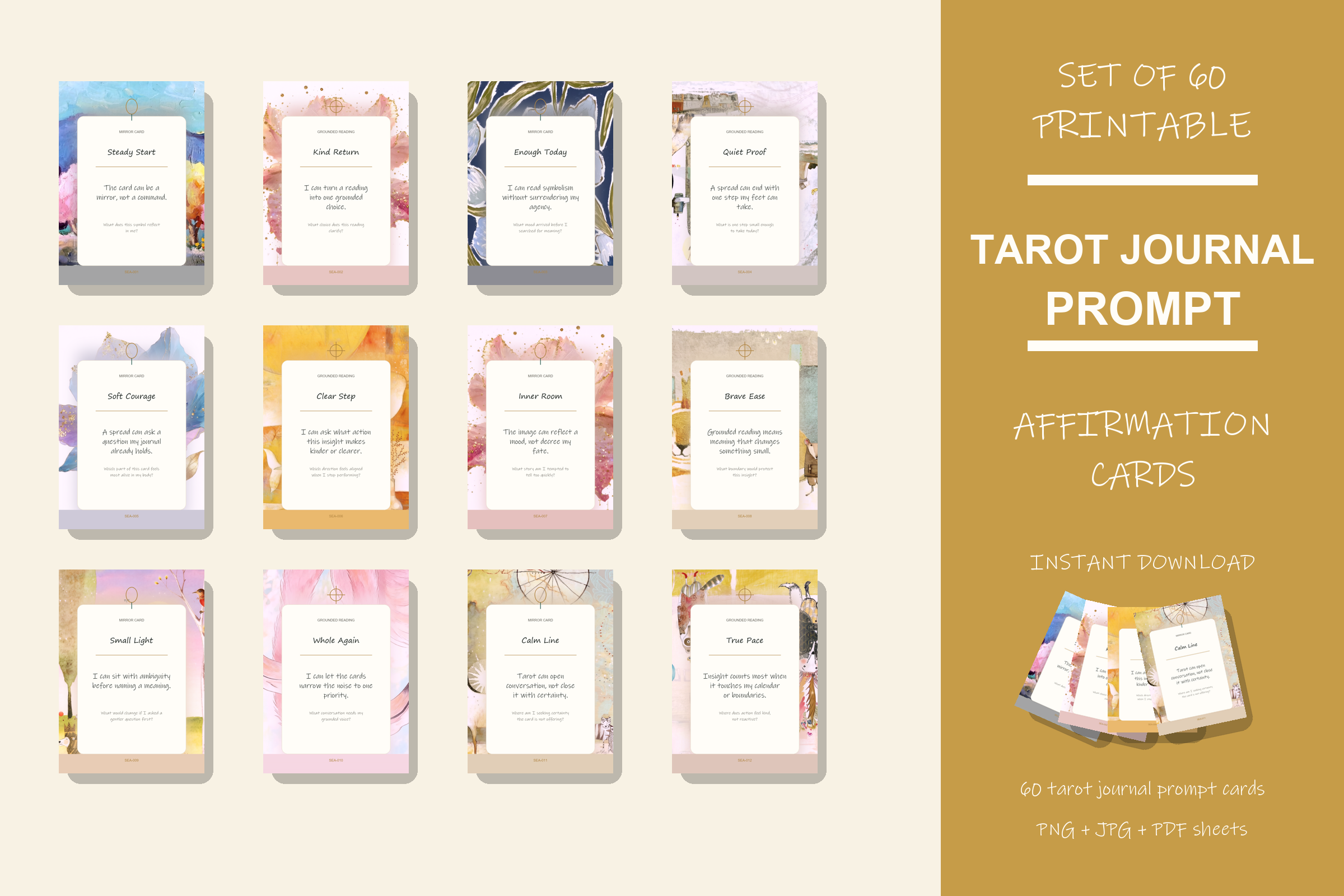 Printable Tarot Journal Prompt Cards preview