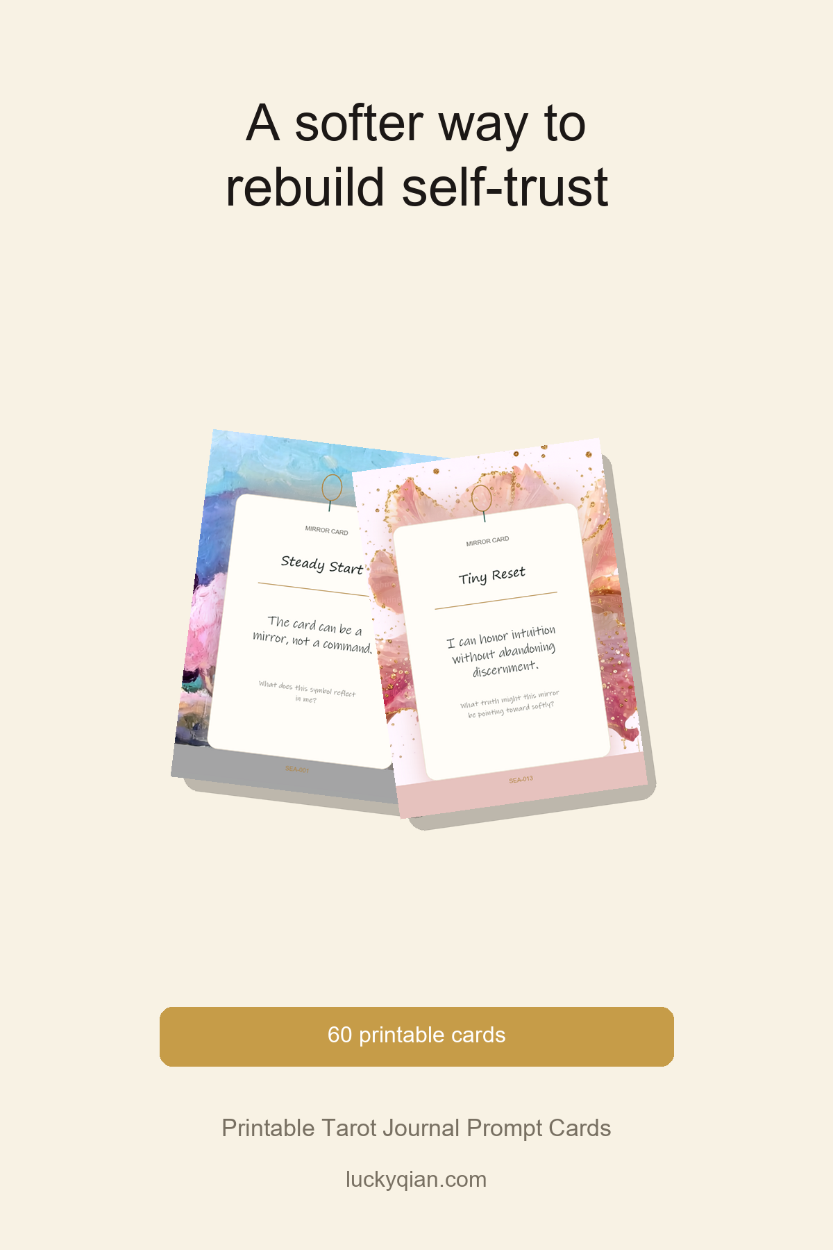 Printable Tarot Journal Prompt Cards pin preview