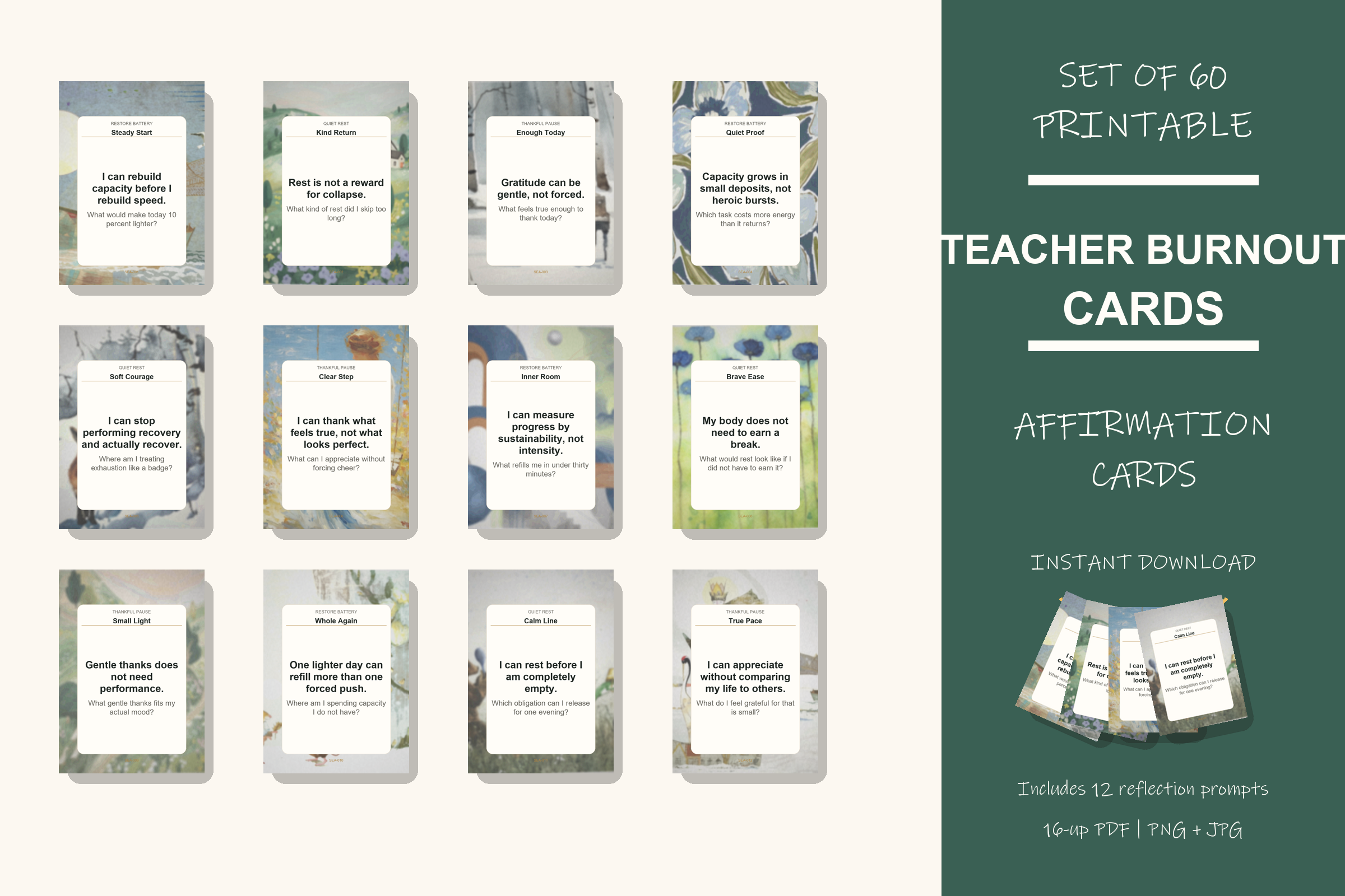 Printable Teacher Burnout Cards preview