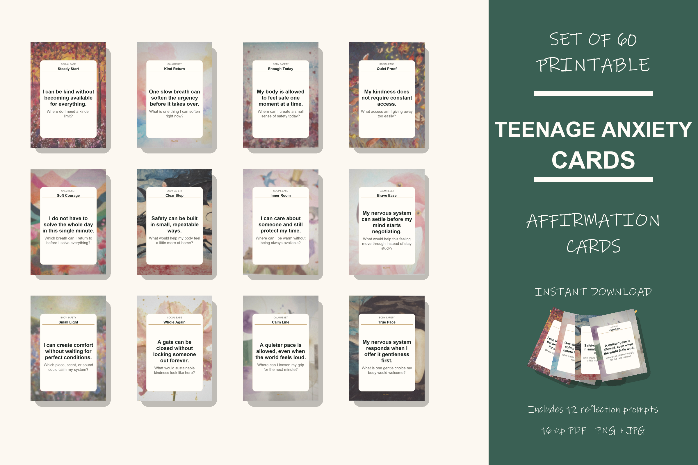 Printable Teenage Anxiety Cards preview