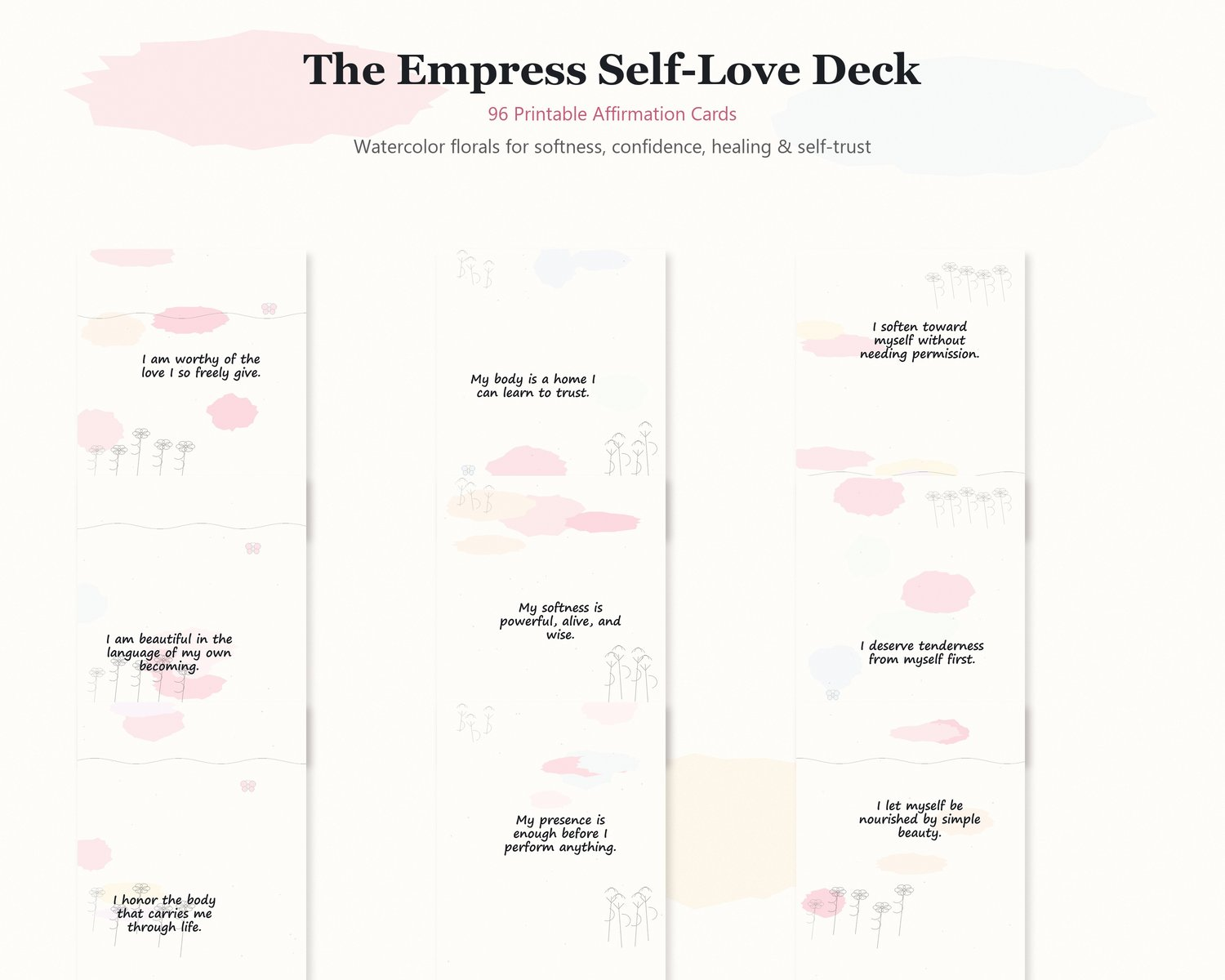 Sample The Empress Self-Love Deck Printable Cards | 96