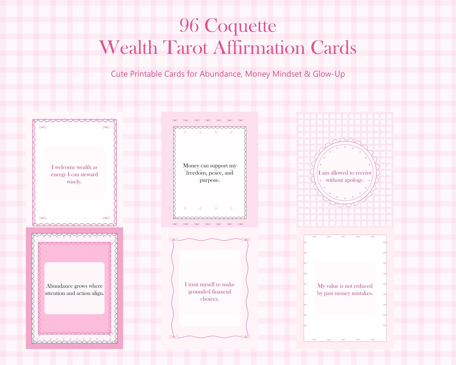 Sample Wealth Tarot Affirmations Printable Card Kit | 9