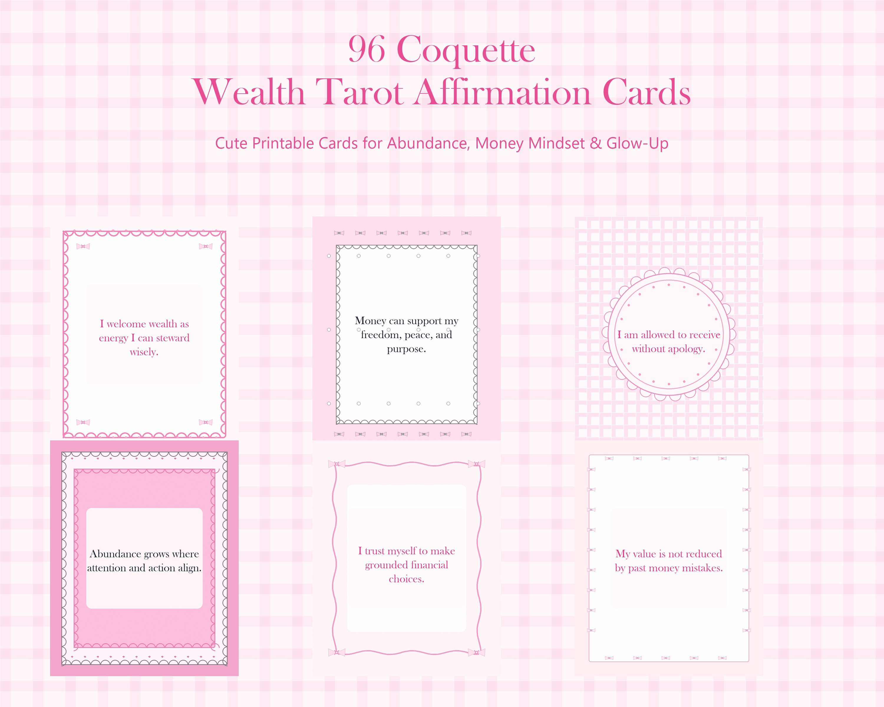 Wealth Tarot Affirmations Printable Card Kit | 9... preview