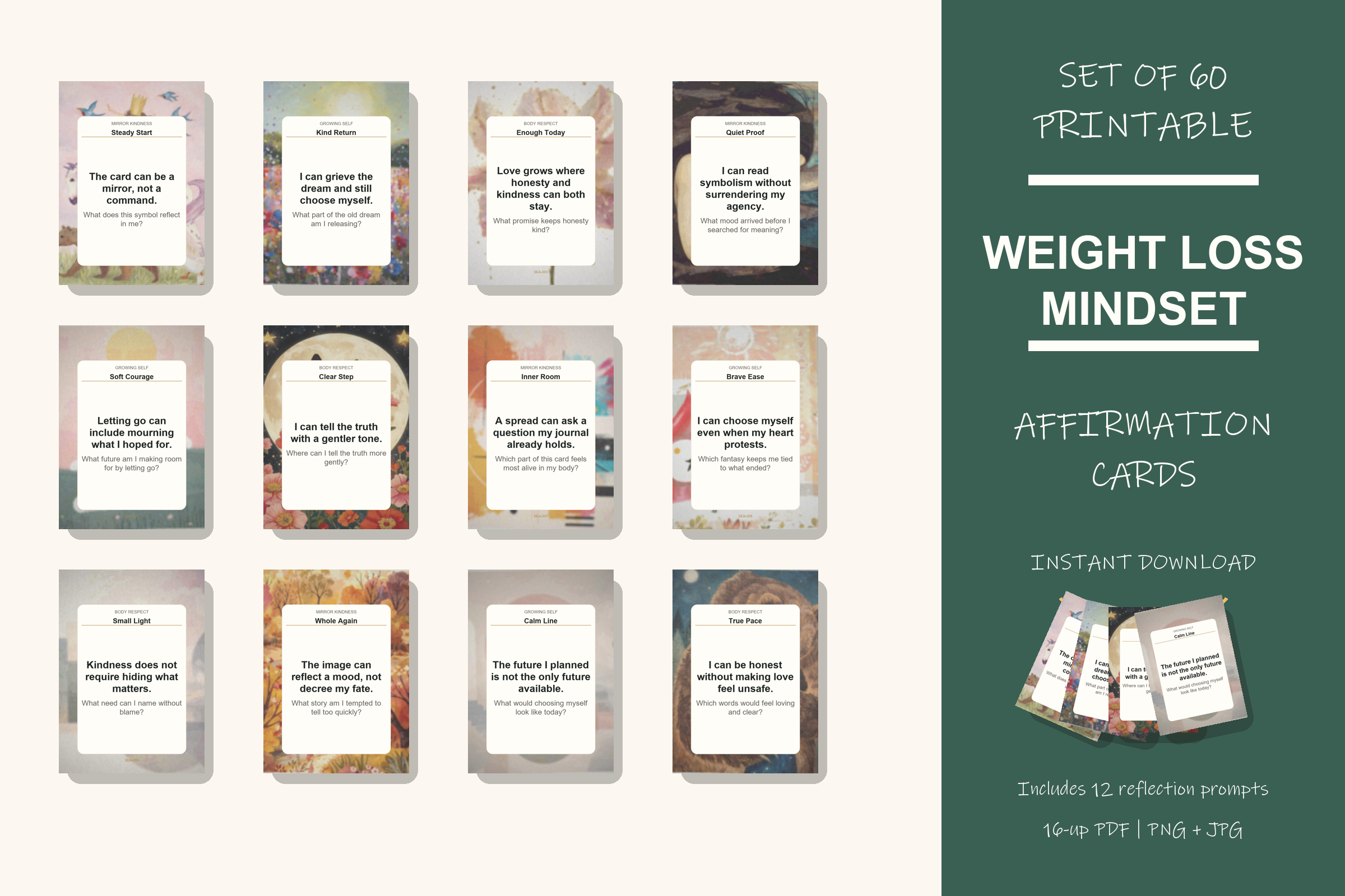 Printable Weight Loss Mindset Cards preview