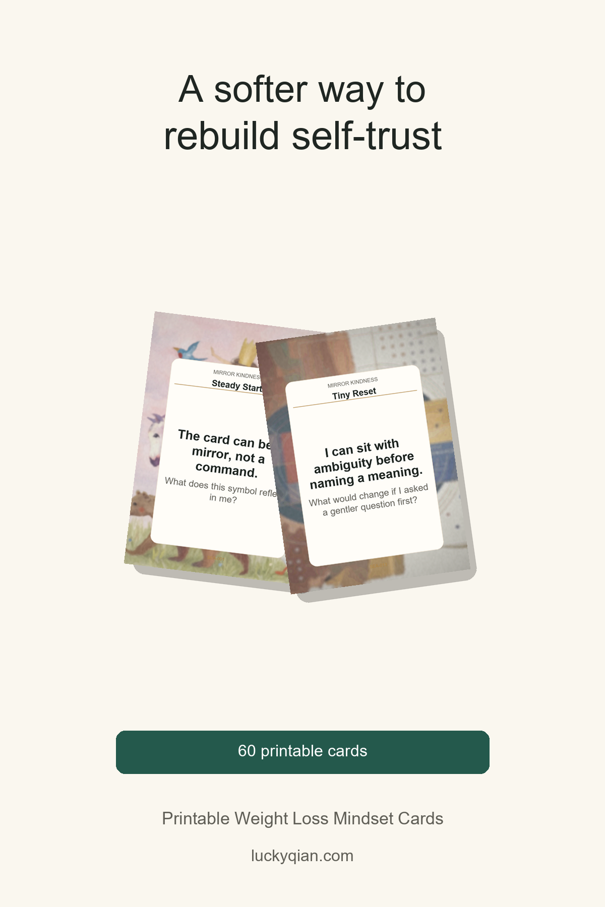 Printable Weight Loss Mindset Cards pin preview