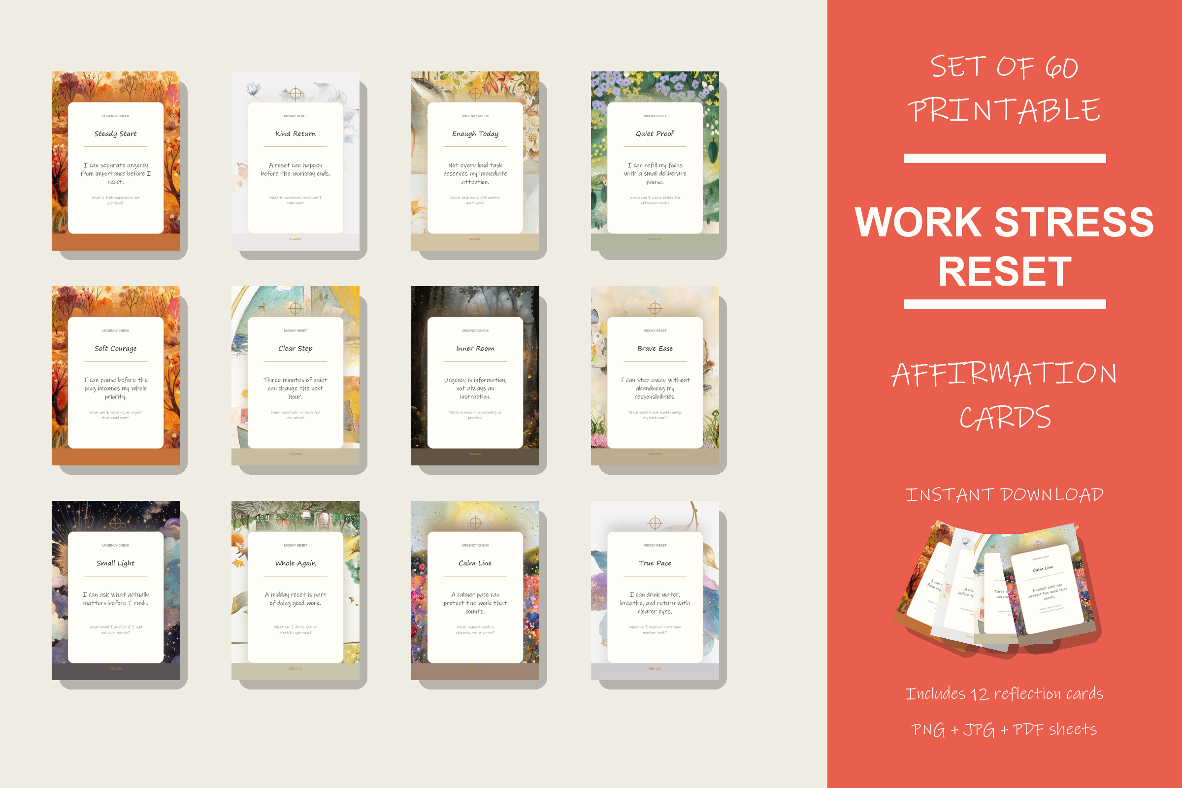 Printable Work Stress Reset Cards preview