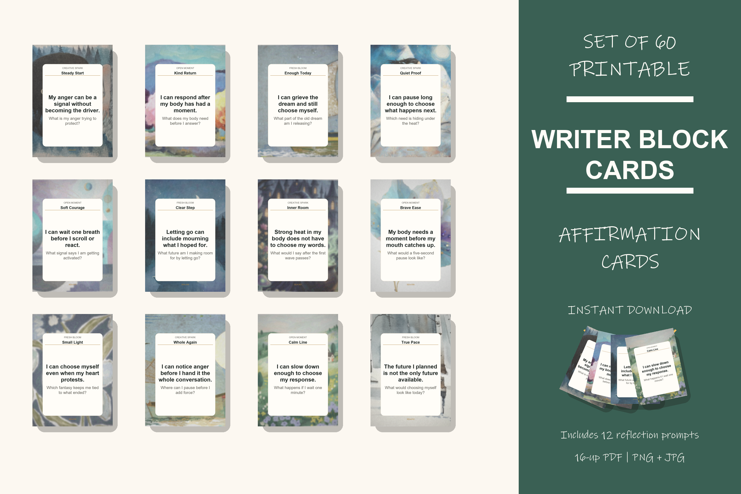 Printable Writer Block Cards preview