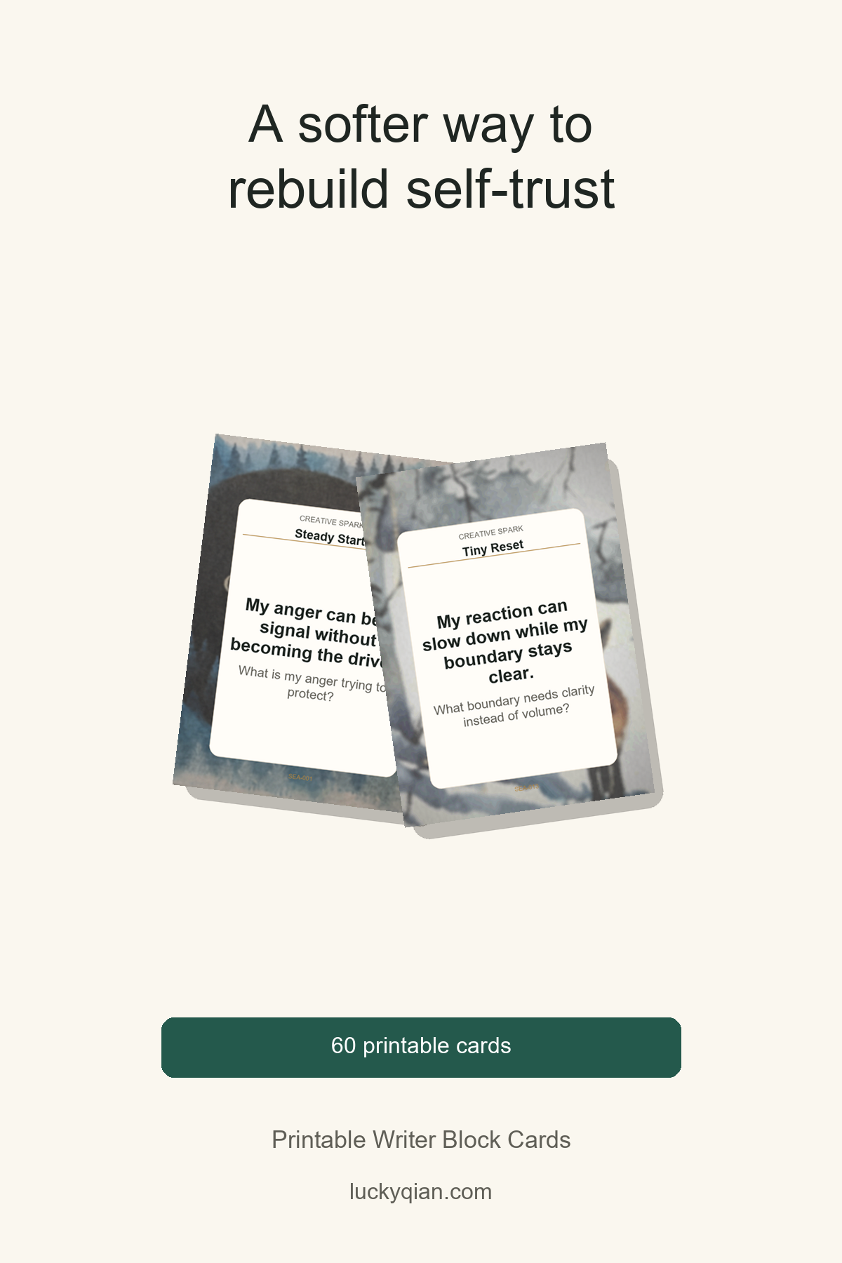 Printable Writer Block Cards pin preview
