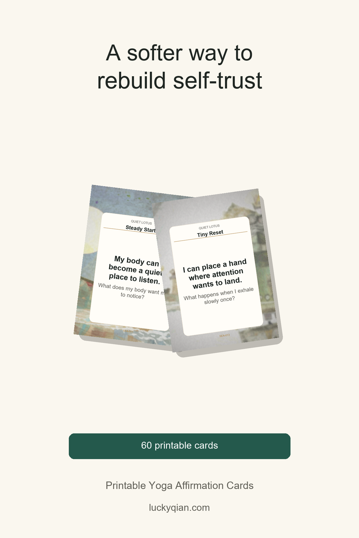 Printable Yoga Affirmation Cards pin preview